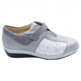 RG Comfort Shoes | Női kényelmi bőr félcipő | Tépőzáras | Elasztikus / halluxos | Szürke és mintás | RG-1T2-SZ