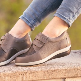 RG Comfort Shoes | Női kényelmi bőr félcipő | Két tépőzáras | Elasztikus / halluxos | Szürke | RG-2T-SZ